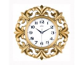 DUVAR SAATİ ALTIN SARISI ÇERÇEVE ÇAP:39.5CMX 19.5CM AKRİLİK BOYALI ABS KASA MİNERAL CAM SESSİZ AKAR MAKİNE PVC KADRAN