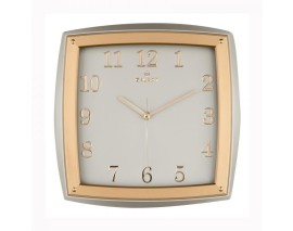 DUVAR SAATİ GRİ-ALTIN SARISI ÇERÇEVE ÇAP:31CMX31CM AKRİLİK BOYALI 2 RENK ABS KASA MİNERAL CAM SESSİZ AKAR MAKİNE VARAK BASKILI KABARTMA RAKAM KASA BASKI ALANI: 110MM