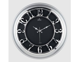 DUVAR SAATİ GÜMÜŞ GRİ ÇERÇEVELİ İÇİ SİYAH 45CM KABARTMA RAKAMLI SELEFON KORUMALI AMERİKAN BRİSTOL KADRAN METALİK AKREP/YELKOVAN/SANİYE AKAR SANİYELİ MEKANİZMA AKRİLİK BOYA ABS HAMMADDE MİNERAL CAM