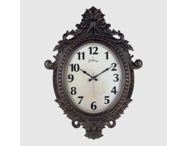 DUVAR SAATİ KAHVERENGİ ÇERÇEVE ÇAP:73cm x 54cm VİNTAGE TAÇLI EKSİTME DEKORATİF AMERİKAN BRİSTOL KADRAN AKAR SANİYELİ MEKANİZMA AKRİLİK BOYA ABS HAMMADDE MİNERAL CAM