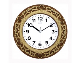 DUVAR SAATİ KAVERENGİ-ALTIN SARISI ÇERÇEVE ÇAP:32.8CM AKRİLİK BOYALI 2 RENK ABS KASA MİNERAL CAM SESSİZ AKAR MAKİNE PVC KADRAN KADRAN ÖLÇÜSÜ: 205MM KADRAN BASKI ALANI: 145MM