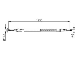 EL FREN TELİ ARKA SAĞ/SAOL C8-JUMPY-ULYSSE-SCUDO-807-EXPERT 07 1255mm/1114mm DİSK FREN