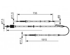 EL FREN TELİ KOMPLE SET ASTRA J 5 KAP. 09 Elektrikli Park Freni 1915mm/1006mm-593mm 735mm/593mm