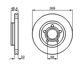 FREN DİSKİ. ARKA. 269 / 22-22 MM . HAVA KANALLI. YÜKSEK KARBON ALAŞIMLI