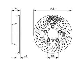FREN DİSKİ. ARKA. 330 /28-26 MM . HAVA KANALLI. DELİKLİ. KAPLAMALI. YÜKSEK KARBON ALAŞIMLI