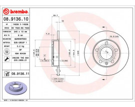 FREN DISKI ARKA AUDI A4 01-08 SEAT EXEO 09-14