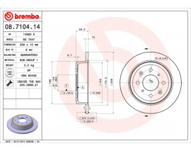 FREN DISKI ARKA DUZ 239-4 - HONDA ACCORD 86 89/CIVIC 88 95/CRX 88 91/ROVER-200 90 00/ROVER-400