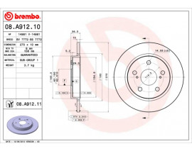 FREN DISKI ARKA DUZ 270-5 - TOYOTA COROLLA-AURIS 1.4 D4D 07 / COROLLA 13 1.4 D4D/AURIS