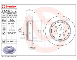 FREN DISKI ARKA DUZ 290.5 MM PEUGEOT 406 2.0