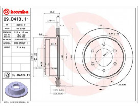 FREN DISKI ARKA DUZ 315-6 MITSUBISHI PAJERO SPORT II 08- UV Coated