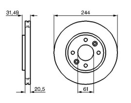 FREN DİSKİ. ÖN. 244 /20.5-17.7 MM . HAVA KANALLI