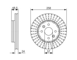 FREN DİSKİ. ÖN. 258 / 24-22 MM . HAVA KANALLI