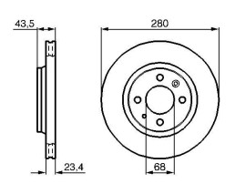 FREN DİSKİ. ÖN. 280 / 23.5-21.5 MM . HAVA KANALLI