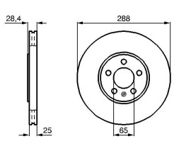 FREN DİSKİ. ÖN. 288 /25-23 MM . HAVA KANALLI. YÜKSEK KARBON ALAŞIMLI. CİVATA KİTİ
