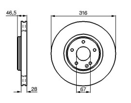FREN DİSKİ. ÖN. 316 /28-25.4 MM . HAVA KANALLI