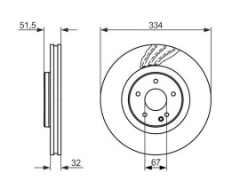 FREN DİSKİ. ÖN. 334 /32-30 MM . HAVA KANALLI. KAPLAMALI. YÜKSEK KARBON ALAŞIMLI