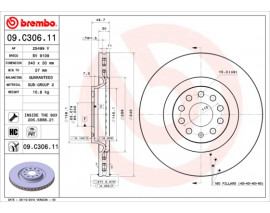 FREN DISKI ON VW GOLF 13-17 PASSAT 11- AUDI A3 13-20 SEAT LEON 13-16 SKODA OCTAVIA 13-17