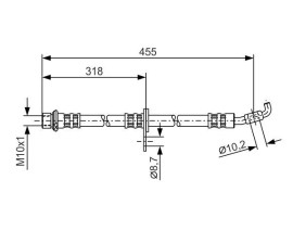 FREN HORTUMU SOL; ÖN. 455.00 MM