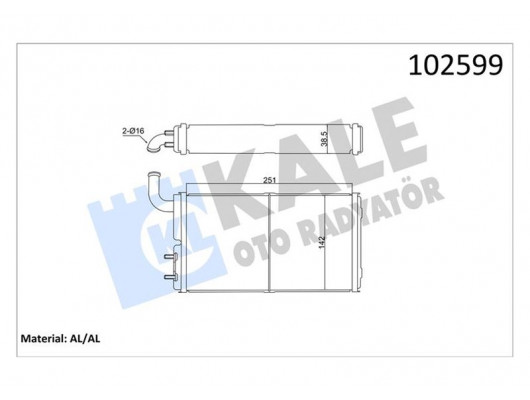 KALORİFER RADYATÖRÜ BRAZING VERSİYONU KL271100 FIAT-TOFAŞ SKD MURAT 131 ŞAHİN DOĞAN SLX 1.6 74 AT/MT BORULU-MUSLUKSUZ MEKANİK 250X140X42