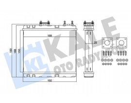 KALORİFER RADYATÖRÜ NISSAN ALMERA 1.4 1.6 95-00 PRIMERA-SUNNY 1.6 2.0 90 SUBARU LEGACY 1.8 2.0 2.2 89-94 BORUSUZ-CONTA CİVATA İLAVELİ BRAZING AL-AL 150x188x26 2714085E00-271401