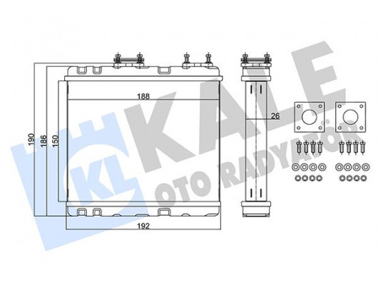 KALORİFER RADYATÖRÜ NISSAN ALMERA 1.4 1.6 95-00 PRIMERA-SUNNY 1.6 2.0 90 SUBARU LEGACY 1.8 2.0 2.2 89-94 BORUSUZ-CONTA CİVATA İLAVELİ BRAZING AL-AL 150x188x26 2714085E00-271401