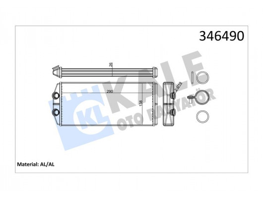 KALORİFER RADYATÖRÜ PARTNER 08 BERLINGO 08 1.6 HDI-VTI P407 04 C4 06 C5 08 1.6 HDI-THP 290X129X26 AL