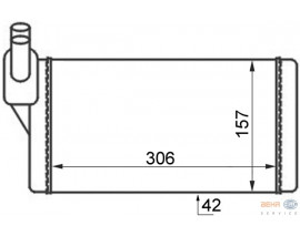 KALORİFER RADYATÖRÜ VW TRANSPORTER T4 1.9D-TD-2.0D-2.4D-2.5D-TD ARKA 306x157x42 AC /-