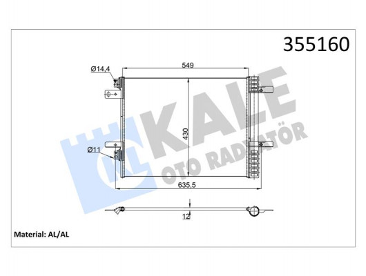 KLİMA KONDANSATÖRÜ OPEL GRANDLAND P5008 16 P3008 16 P308 14 C4 13 1.5-1.6-2.0 BLUEHDI 1.2-16 XHT PureTech AL/BRZ 533X430.1X12