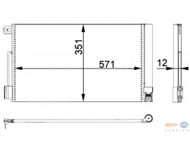 KLİMA KONDENSERİ COMBO D-CORSA D-E ADAM-BIPPER-TEPEE-NEMO 1.2-1.4 HDI 08 FIORINO 1.4-1.3D MJ 07 571x351X12