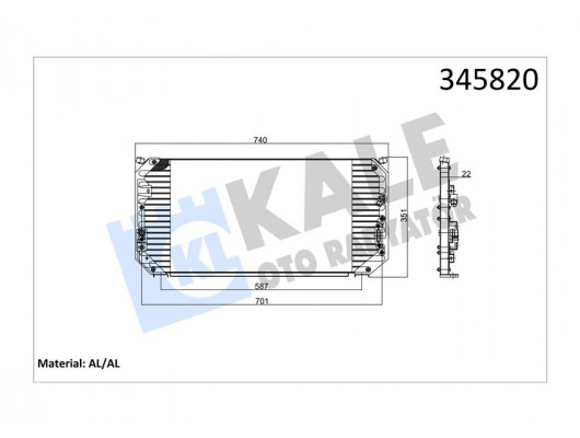 KLİMA KONDENSERİ COROLLA 1.6 Sİ-1.8 GT AE 101 92-97 692x342x20 AL/AL