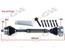 KOMPLE AKS SAĞ ABS Lİ A4-PASSAT 1.8T 96-01 45 DİŞ 633mm