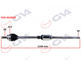 KOMPLE AKS SAĞ MASTER 2 2.5 DCİ 98-10 ABS Lİ 51DİŞ 1144mm