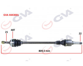 KOMPLE AKS SAĞ PEUGEOT 106 II 1.4i 96-02 ABS Lİ 48DİŞ 809mm