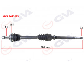 KOMPLE AKS SAĞ PEUGEOT 206 1.6i 98-06 TU5 ABS Lİ 48 DİŞ 886mm