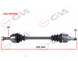 KOMPLE AKS SOL PEUGEOT 307 1.4i MAN. 00-07 631mm