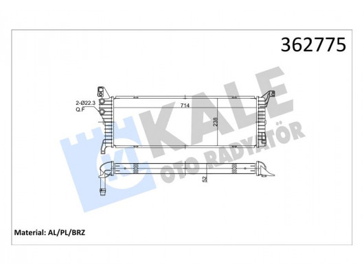LT RADYATÖR VOLKSWAGEN TRANSPORTER VI-MULTIVAN VI 2.0TDI 15 CXHA-CXFA-CXEB-CXEC BRAZING 52MM LT RADYATÖR