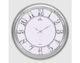 MF-1965-GK DUVAR SAATİ GÜMÜŞ GRİ ÇERÇEVELİ İÇİ BEYAZ 45CM KABARTMA RAKAMLI SELEFON KORUMALI AMERİKAN BRİSTOL KADRAN METALİK AKREP/YELKOVAN/SANİYE AKAR SANİYELİ MEKANİZMA AKRİLİK BOYA MİNERAL C