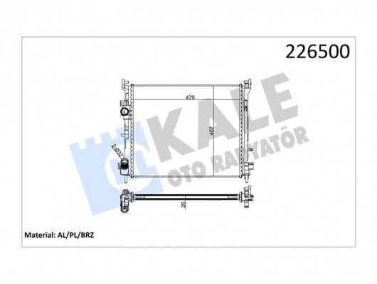 MOTOR SU RADYATÖRÜ RENAULT CLIO II 98 05 SYMBOL 00 SYMBOL II 08 1.5DCI MT AC MEKANİK 479x414x27