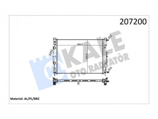 MOTOR SU RADYATÖRÜ RENAULT MEGANE II 02 SCENIC 03 1.5-1.9DCİ/1.4-1.6-2.0 16V AC KLİMASIZ MEK 590x455x32 1 SIRA ALB