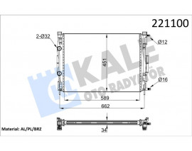 MOTOR SU RADYATÖRÜ RENAULT MEGANE II 02 SCENIC 03 1.5-1.9DCİ/1.4-1.6-2.0 16V AC KLİMASIZ MEK 590x455x34 1 SIRA ALB