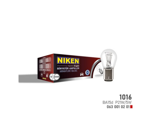 NIKEN 1016 AMPUL DÜZ BA15d P21W/5W 12V 10LU