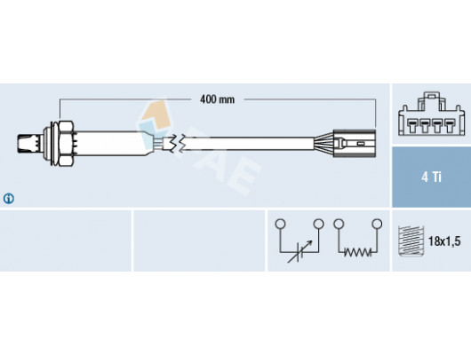 OKSIJEN SENSOR OTA4N E5F1 VOLVO S40 1.6 1.8 2.0 99 04 V40 1.6 1.8 2.0 99 04 343MM