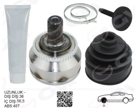 ÖN AKS KAFASI DIŞ SAĞ-SOL VOLVO S60 I 00 10 C70 I 96 02 36 27 56.5 114MM BOY 48 ABS LI