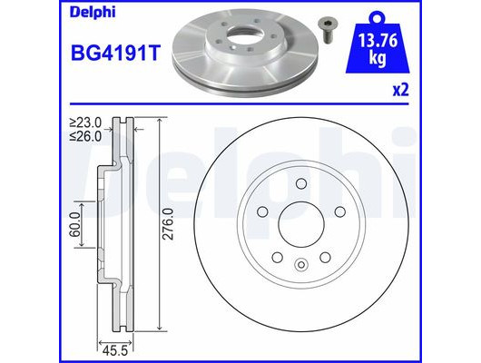ÖN FREN AYNASI ASTRA J 10 CRUZE 09 AVEO 11 276x26x5DL 15 İNÇ HAVALI 95526655