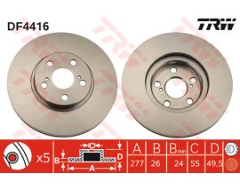 ÖN FREN AYNASI AVENSIS 1.6VVTI-1.8VVTI-2.0 D4 VVT-İ-2.4 03 277x26x5DLxHAVALI