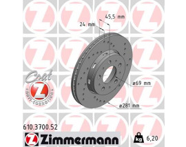ÖN FREN AYNASI CARISMA 95/6.06 VOLVO S40 1.6 1.8 1.9 2.0 T 95/04 V40 95-04 281x24x4DLxHAVALI DELİKLİ -986478493-DF4054
