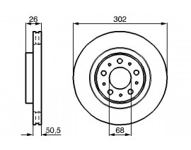 ÖN FREN AYNASI HAVALI VOLVO V70 97-00 C70 97-05 S70 96-00 XC70 97-02 302x26x5DLxHAVALI