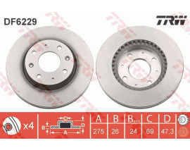ÖN FREN AYNASI KIA CERATO 1.6-2.0 16V 04 1.5-2.0CRDI 04 275x26x4DLxHAVALI