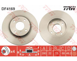 ÖN FREN AYNASI NISSAN ALMERA 00 02 PRIMERA 96 02 2.0ie 16V 280x7.7x 4 DELİK HAVALI