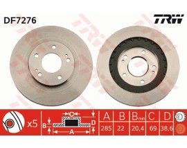 ÖN FREN AYNASI PAJERO 99-01 285x22x5xHAVALI